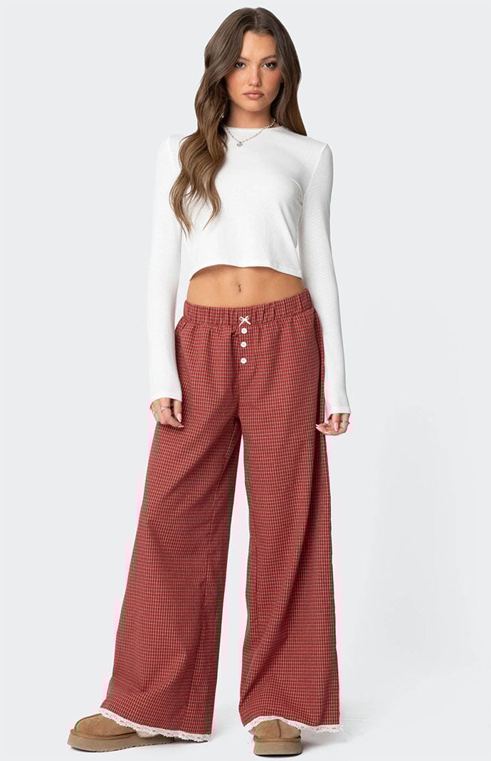 Pacsun red plaid pants cheap