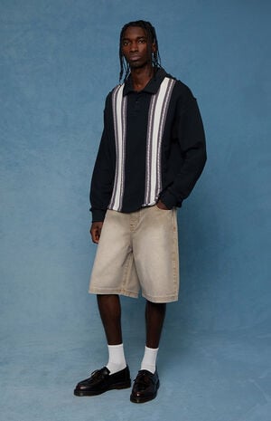 Parker Baggy Denim Shorts Tan Washed image number 2