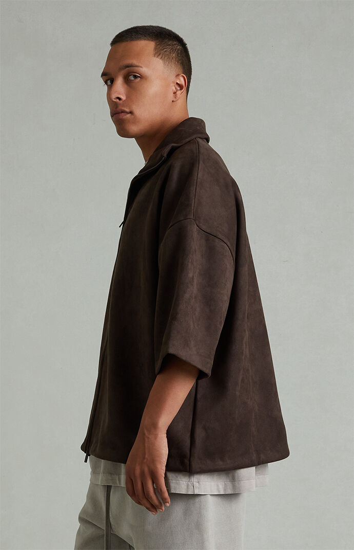 Fear of God ESSENTIALS Brown High Neck 3/4 Sleeve Jacket