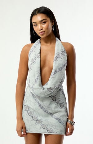 Jade Snake Print Cowl Mini Dress image number 2