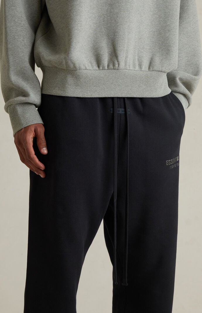 Fear of God ESSENTIALS Jet Black Fleece Relaxed Sweatpants