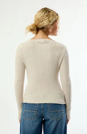 Maple Cable Knit V-Neck Sweater image number 5