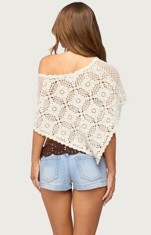Lilianna Scalloped Crochet Poncho image number 3