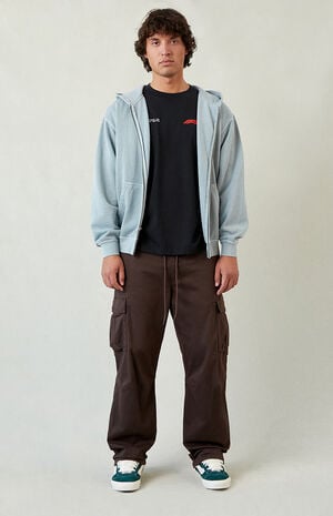 Stretch Brody Brown Cotton Cargo Baggy Pants image number 5