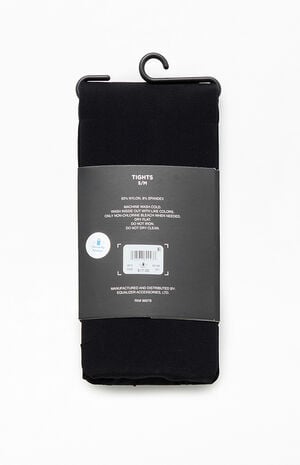 Black Solid Color Tights image number 6