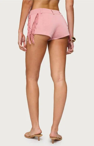 Sapir Fringe Faux Suede Shorts image number 3