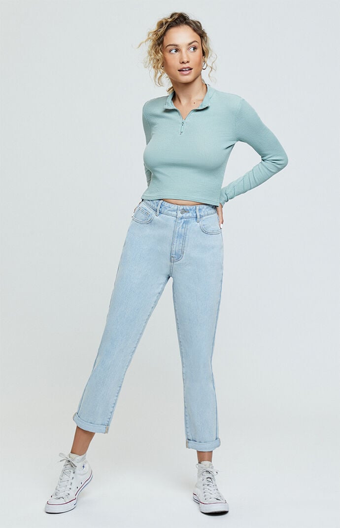washed out mom jeans