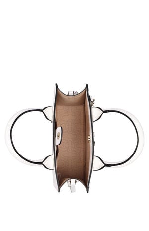 White Modern Edge Charm Tote Bag image number 7