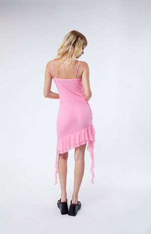 Mesh Ruffle Rose Mini Dress image number 4