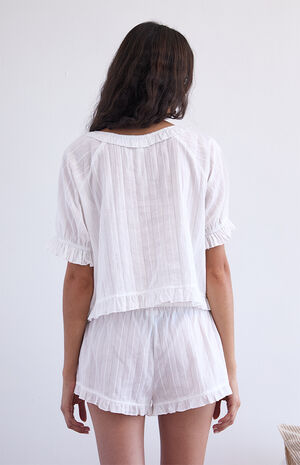 Ruffle Short Sleeve Pajama Top image number 4