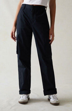 Black Straight Leg Utility Cargo Pants image number 1