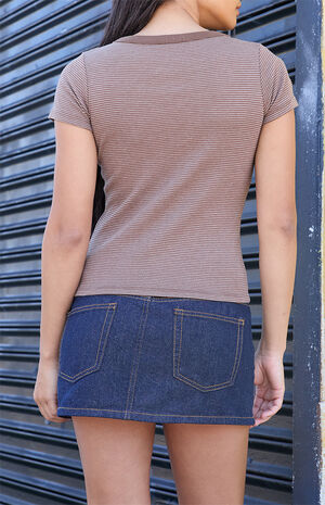 Brown Striped Hailie Short Sleeve Top image number 3