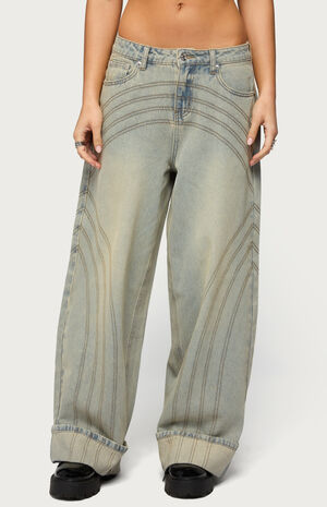 Cuffed Low Rise Baggy Jeans image number 1