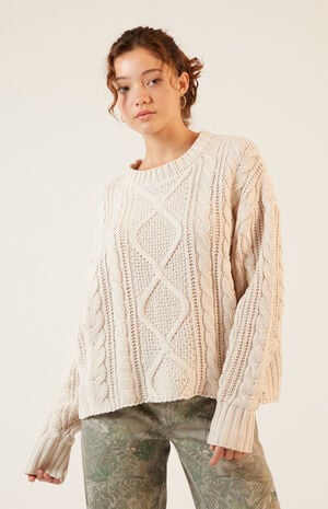 Violet Cable Knit Boxy  Sweater image number 3