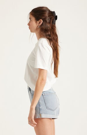 Ivy High Waisted Denim Festival Shorts Roll Cuff Light Blue image number 3