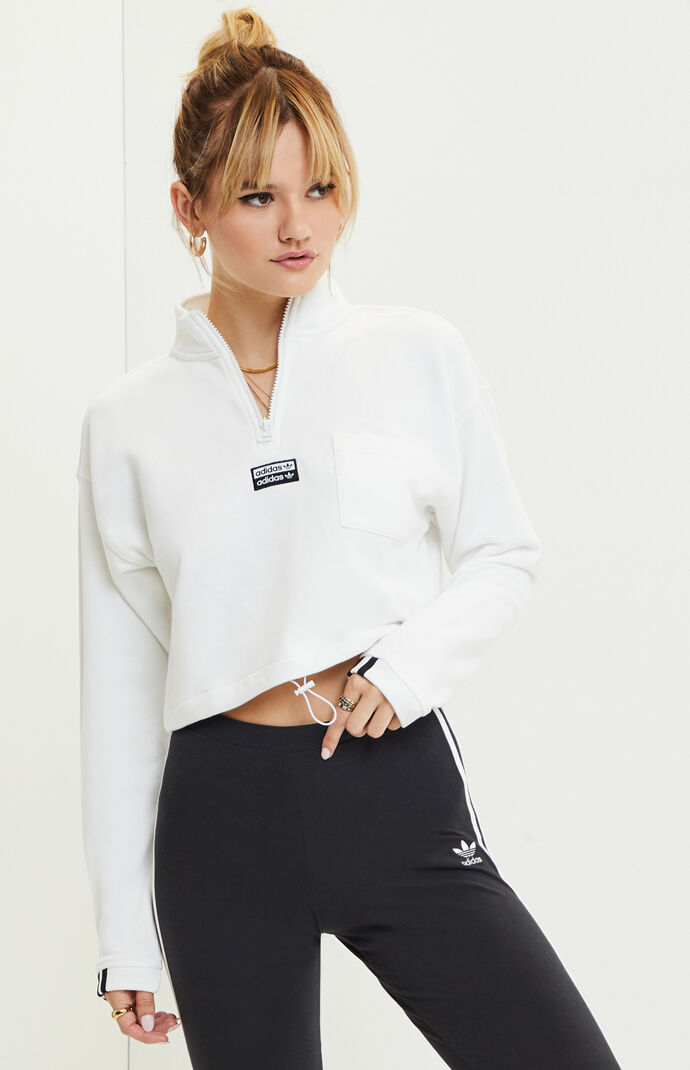 adidas half zip crop sweatshirt