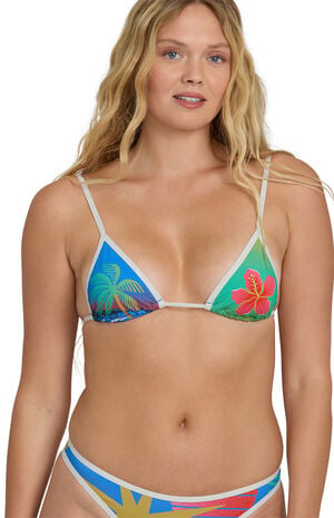 Tropical Print Mini Slide Triangle Bikini Top image number 1