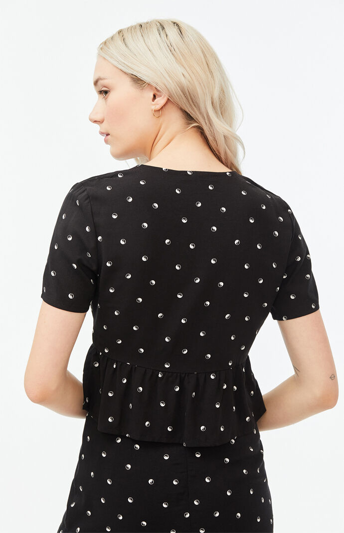 Printed Tie Front Top