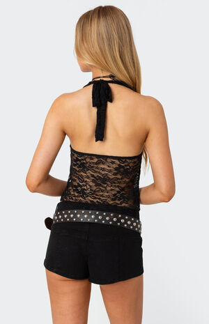 Tia Sheer Lace Halter Top image number 4