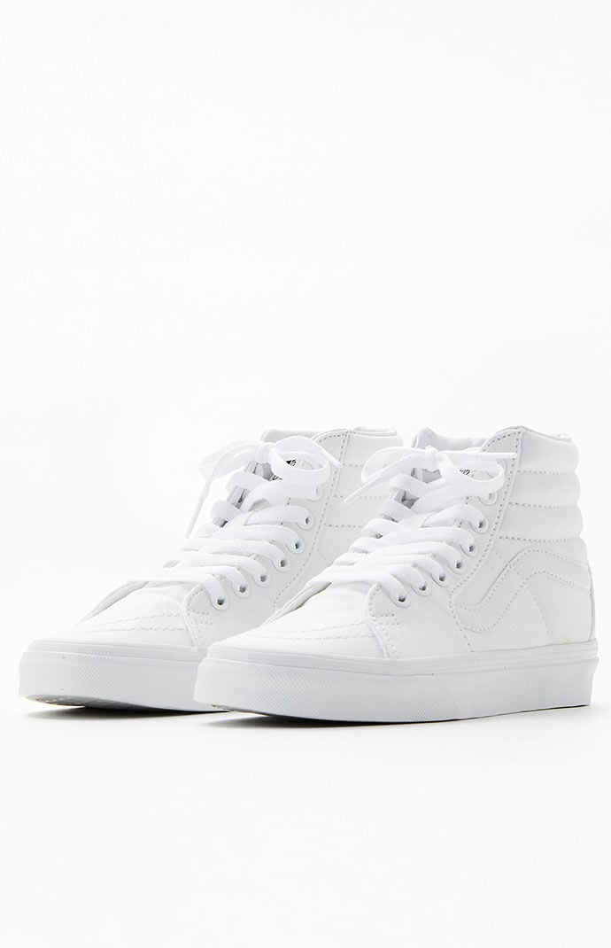 White leather vans top high tops