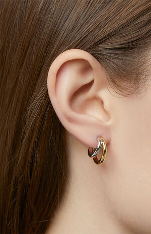 Scarlett Two Tone Double Hoop Earrings image number 2