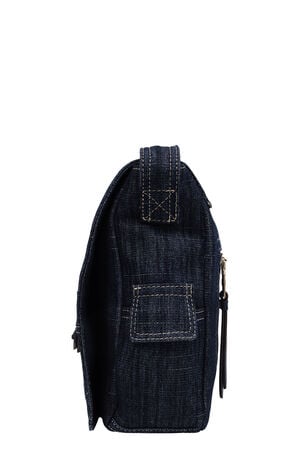Dark Denim Multi Patch Messenger Bag image number 7