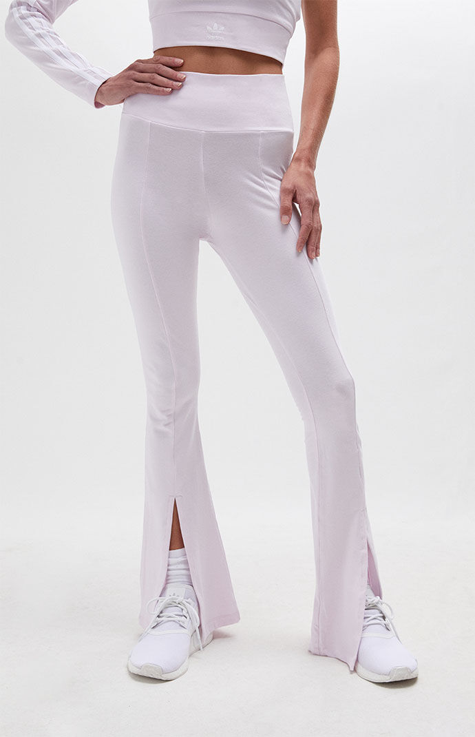 adidas Light Pink Retro Split Flare Leggings PacSun