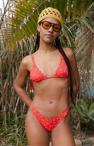 Red Floral Rae High Cut Bikini Bottom image number 3