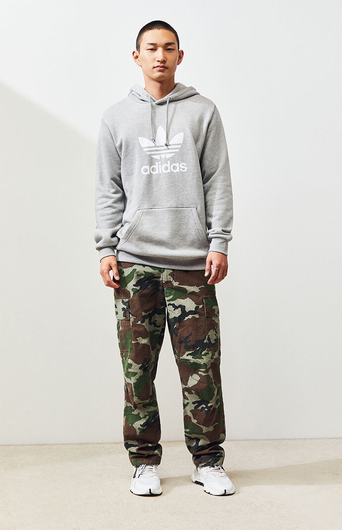 Heather Grey Trefoil Pullover Hoodie