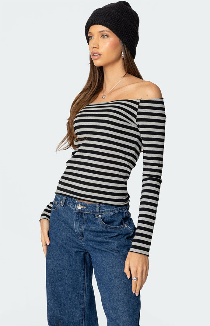 Edikted Nelligan Striped Off Shoulder Top