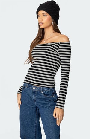 Nelligan Striped Off Shoulder Top image number 2