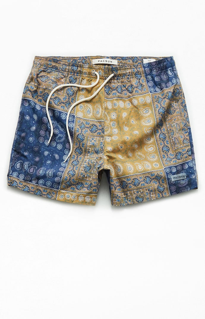 Blue bandana swim sales trunks