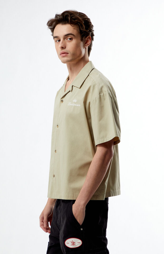 Budweiser By PacSun Eureka Cropped Woven Camp Shirt | PacSun