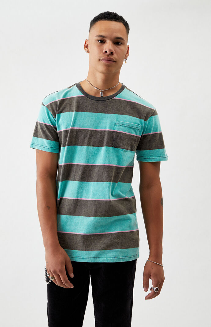 Wash Striped Pocket T-Shirt