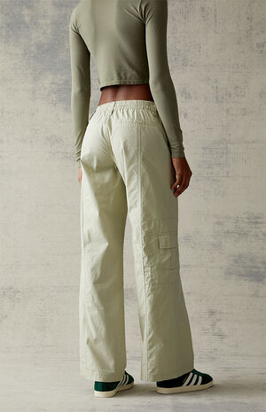 Green Low Rise Cargo Puddle Pants image number 4