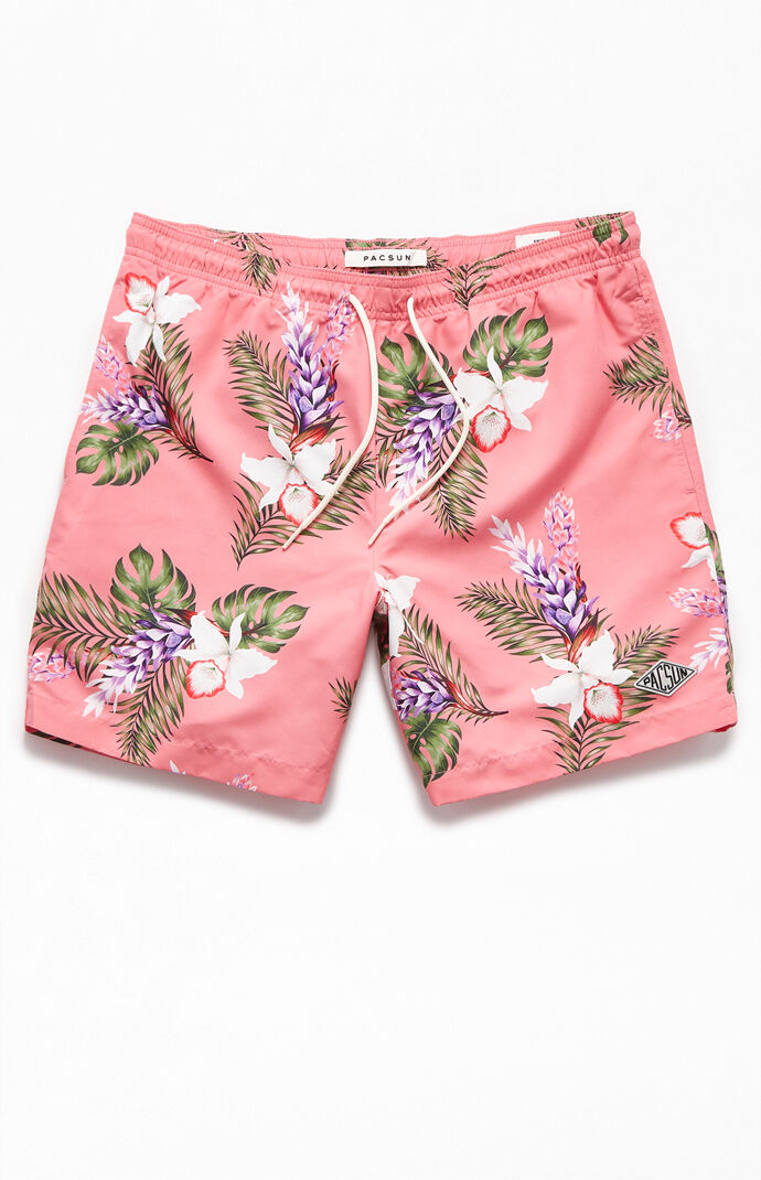 Coral Floral 16" Swim Trunks