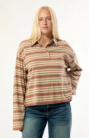 Sugar Striped Long Sleeve Polo Shirt image number 1