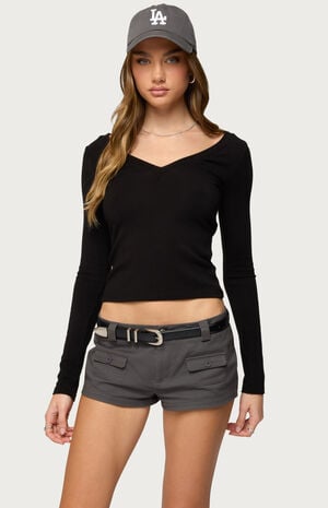 Larna V Neck Ribbed T-Shirt image number 1