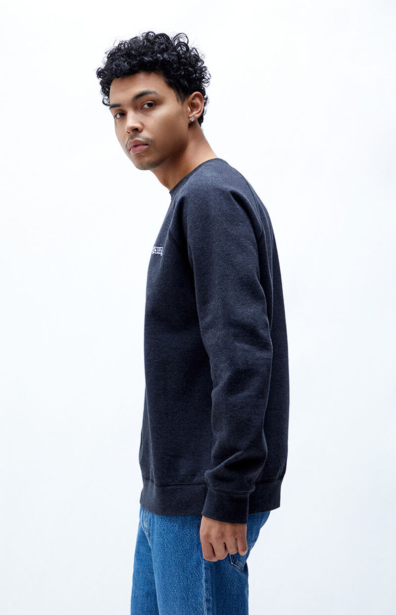 PacSun Black Embroidered Heather Crew Neck Sweatshirt PacSun