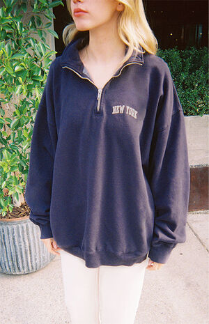 New York Embroidered Half Zip Sweatshirt image number 1