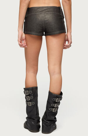 Dolly Faux Leather Micro Cargo Shorts image number 3