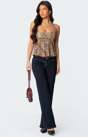 Tiger Printed Mesh Babydoll Top image number 2
