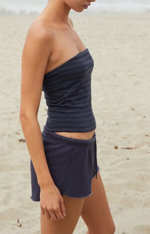 Black & Navy Striped Amelia Cropped Tube Top image number 2