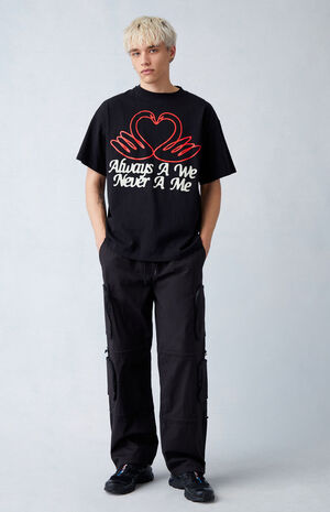 Canvas Black Baggy Cargo Pants image number 1