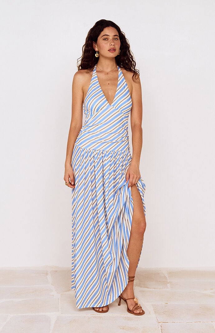 MINKPINK Striped Sancia Halter Midi Dress