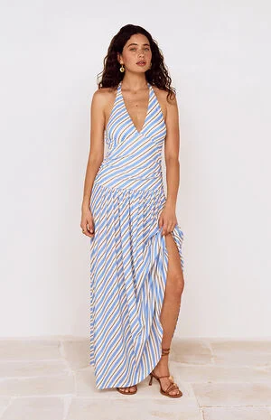 Striped Sancia Halter Midi Dress image number 1