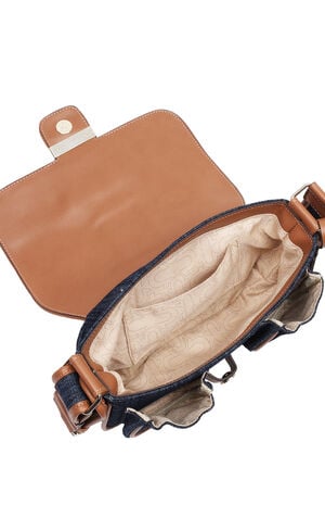 Dark Denim Double Pocket Satchel Bag image number 9