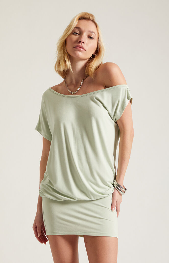 Third Charm Lexi Short Sleeve Off-The-Shoulder Mini Dress