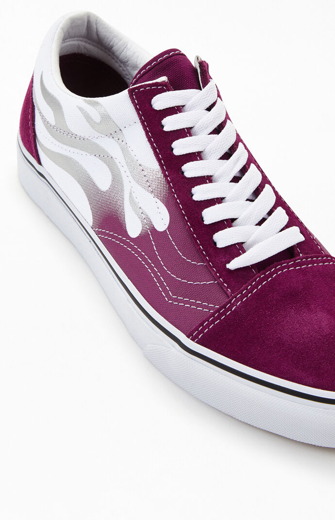 Vans Purple Neon Flame Old Skool Shoes 