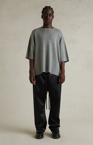 Concrete Heather Merino Wool Short Sleeve Knit T-Shirt image number 6